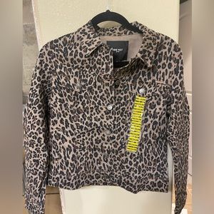 Nine West Jeans Leopard Denim Jacket Sz M
